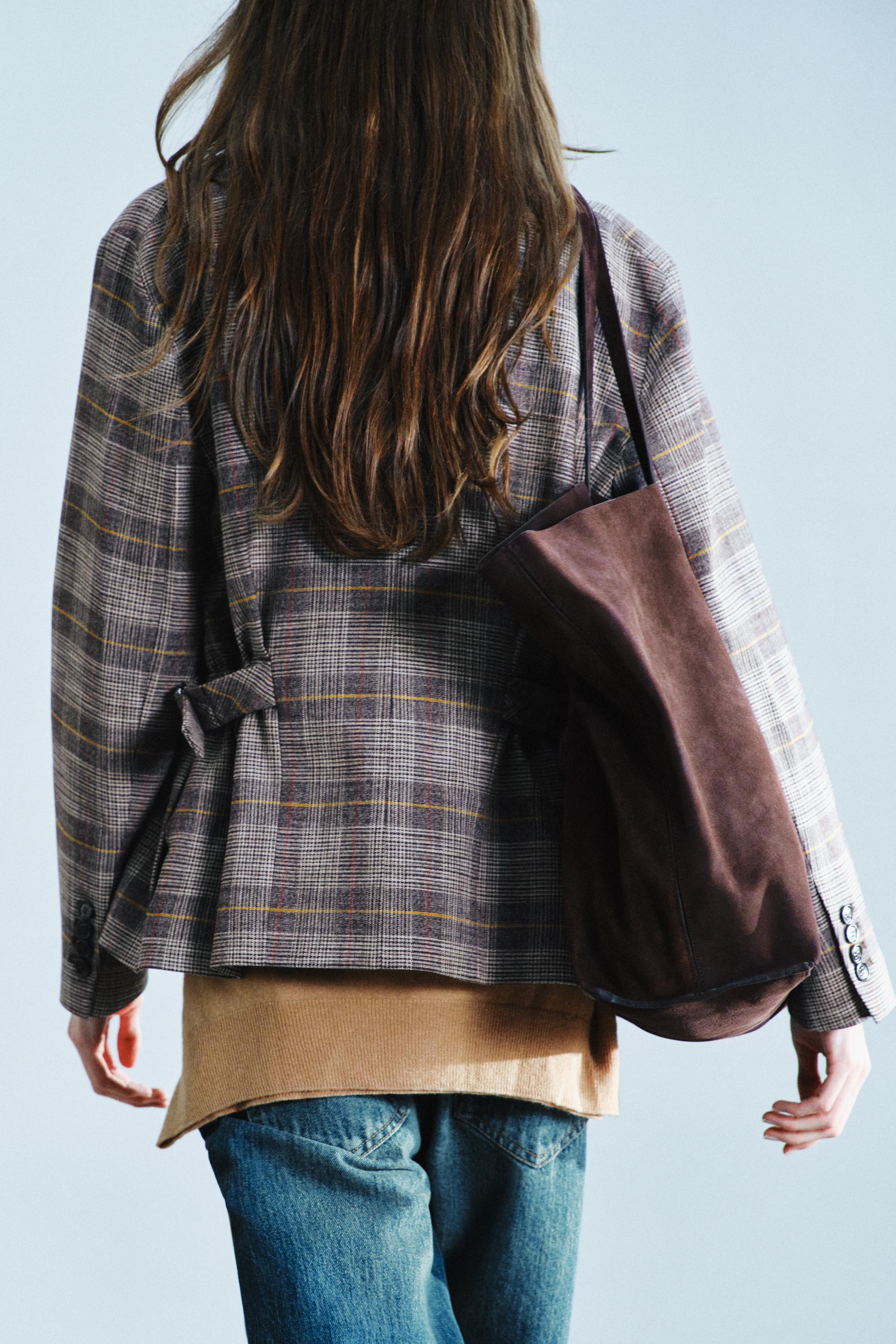 VESTE À CARREAUX AVEC PASSANTS ZW COLLECTION
